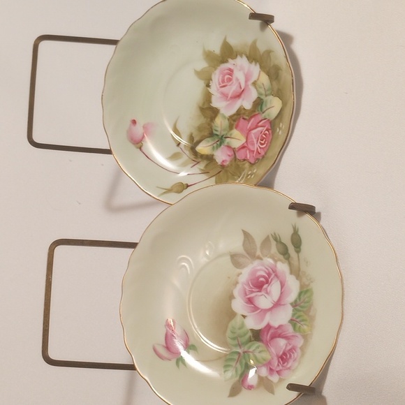 ◀️ Lefton Heritage Green/Heritage Roses Demitasse Cups w/Saucers - Picture 7 of 11